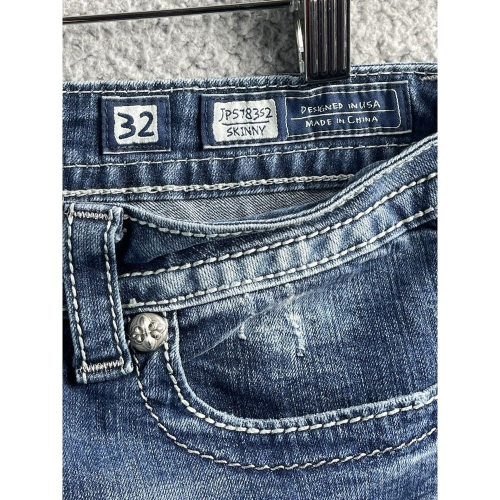 Miss Me Jeans Womens Size 32 Blue Signature Skinny Embellished Denim Ladies Pant - Picture 10 of 12